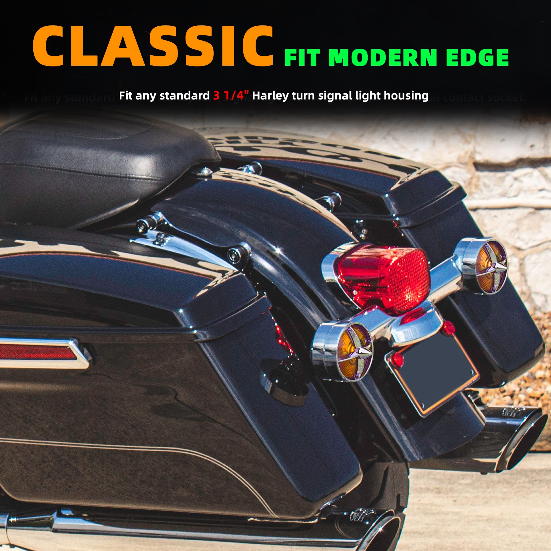 Retro Turbine 3 1/4" Screw-In Turn Signal Lens For Harley Heritage Road King Electra Glide
