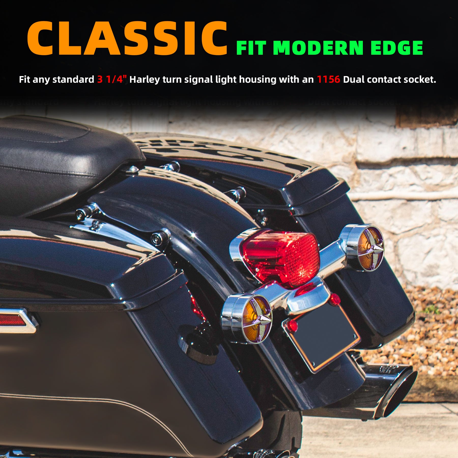 Retro Turbine 3 1/4" Screw-In Turn Signal Lens With LED & 1156 Plug For Harley Heritage Road King Electra Glide