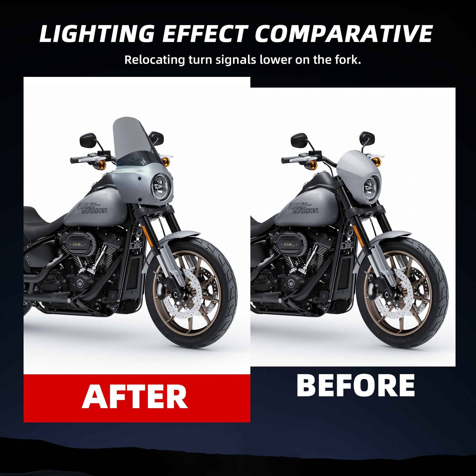 Barracuda Silver 11/15 inch Motorcycle Front Fairing For Road Warrior Fairing Only For Harley Softail Low Rider S FXLRS 2020-2024