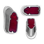 Motorcycles LED Brake Tail Light, Chrome Metal Tombstone Red Taillight with High-Low Brightness, Compatible with Harley Bike