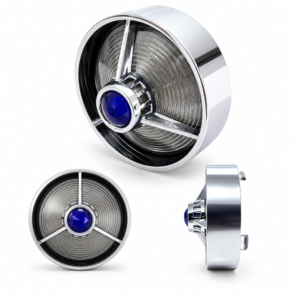 3 1/4" Blue Dot Turn Signal Light Lens Cover for Harley Touring Road Glide Road King Electra Glide Heritage Softail Fatboy Springer 2PCS Tail Light Caps Screw-in Chromed ABS Bezel