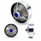 3 1/4" Blue Dot Turn Signal Light Lens Cover for Harley Touring Road Glide Road King Electra Glide Heritage Softail Fatboy Springer 2PCS Tail Light Caps Screw-in Chromed ABS Bezel