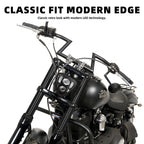 Triangle Motorcycle LED Headlight Motorbike Hi/Lo Beam Headlamp Bottom Mount Head Light Lamp Clear Lens Universal for Harley Kawasaki Honda Yamaha Suzuki Chopper Cafe Racer Bobber