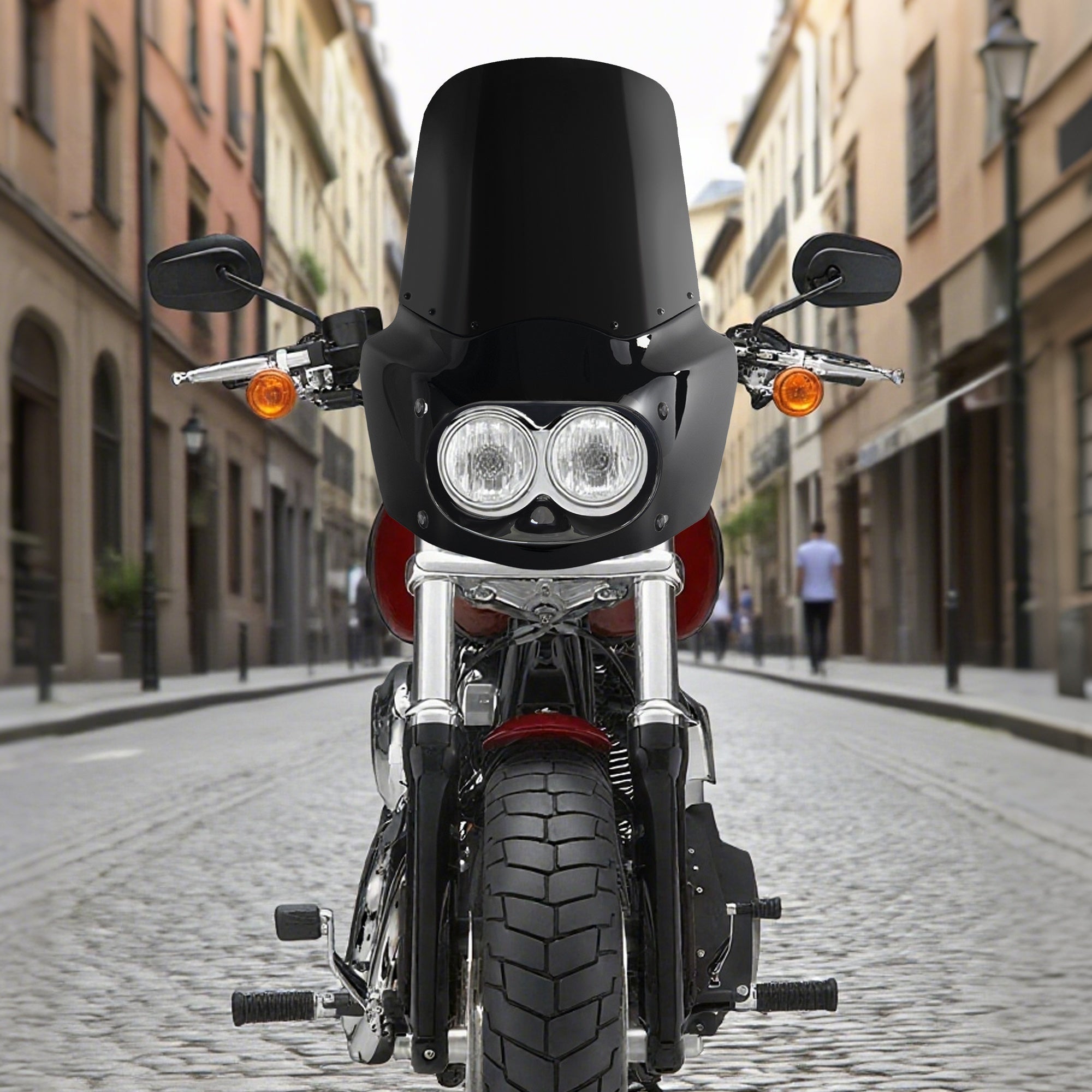 Fat Bob Windshield 15" Windscreen Dyna Fat Bob Motorcycle Double Lamp Fairing Only For Harley Dyna Fat Bob FXDF 2008-2017