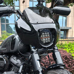 9" Windshield Front Quarter Fairing With 5.75" LED Headlight A Set For Harley Dyna Super Glide FXDC Low Rider Street Bob FXDB