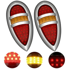 2Pcs Tear Drop LED Tail Light 12V Rear Stop Indicator with Turn Signals for 1938 1939 Lincoln Zephyr Ford Hot Rod Classic Custom Cars Trucks