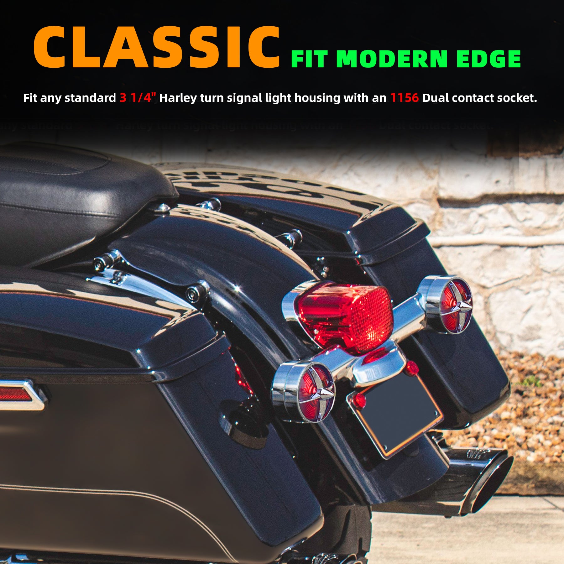 Retro Turbine 3 1/4" Screw-In Turn Signal Lens With LED & 1156 Plug For Harley Heritage Road King Electra Glide