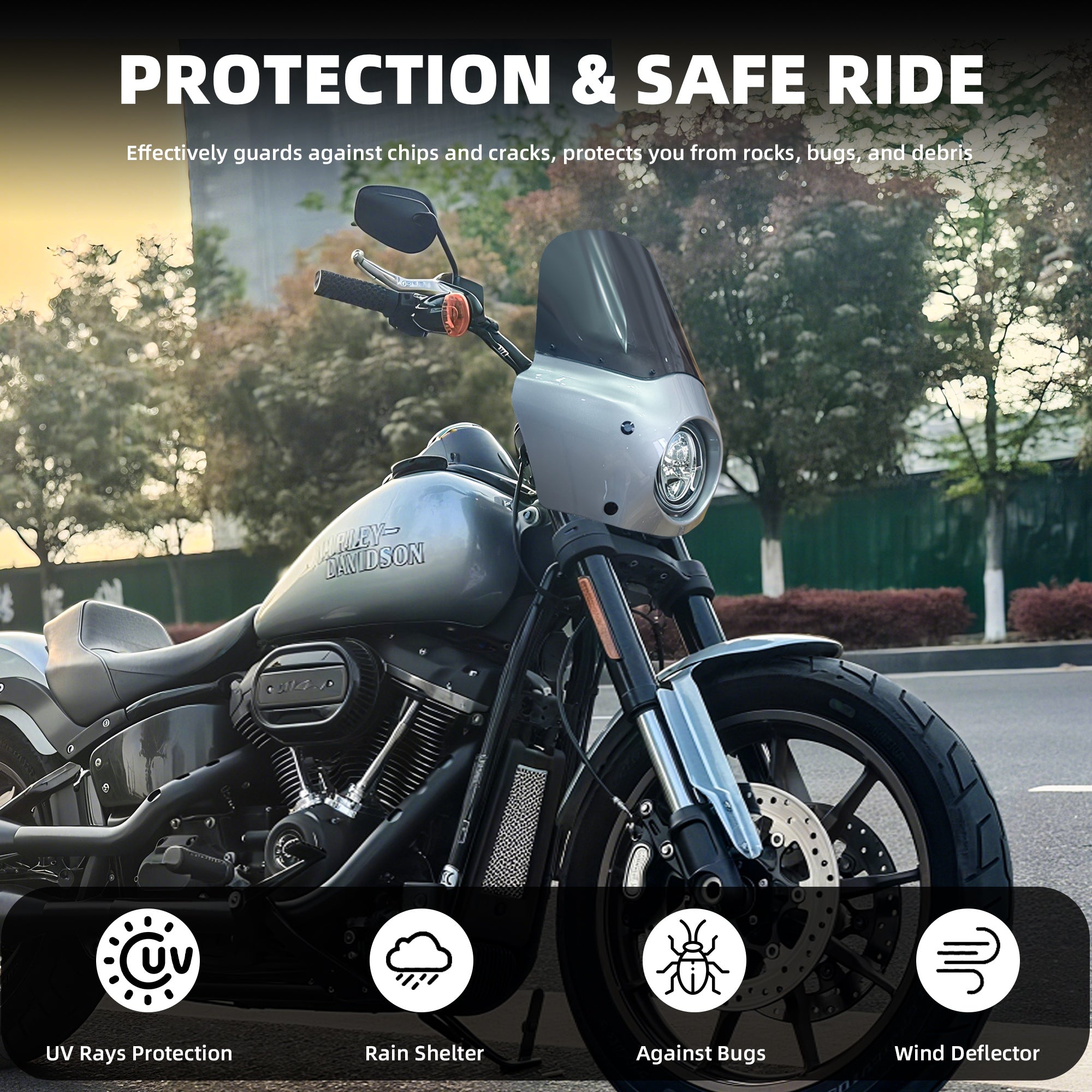Barracuda Silver 11 inch Motorcycle Front Fairing For Road Warrior Fairing Only For Harley Softail Low Rider S FXLRS 2020-2024