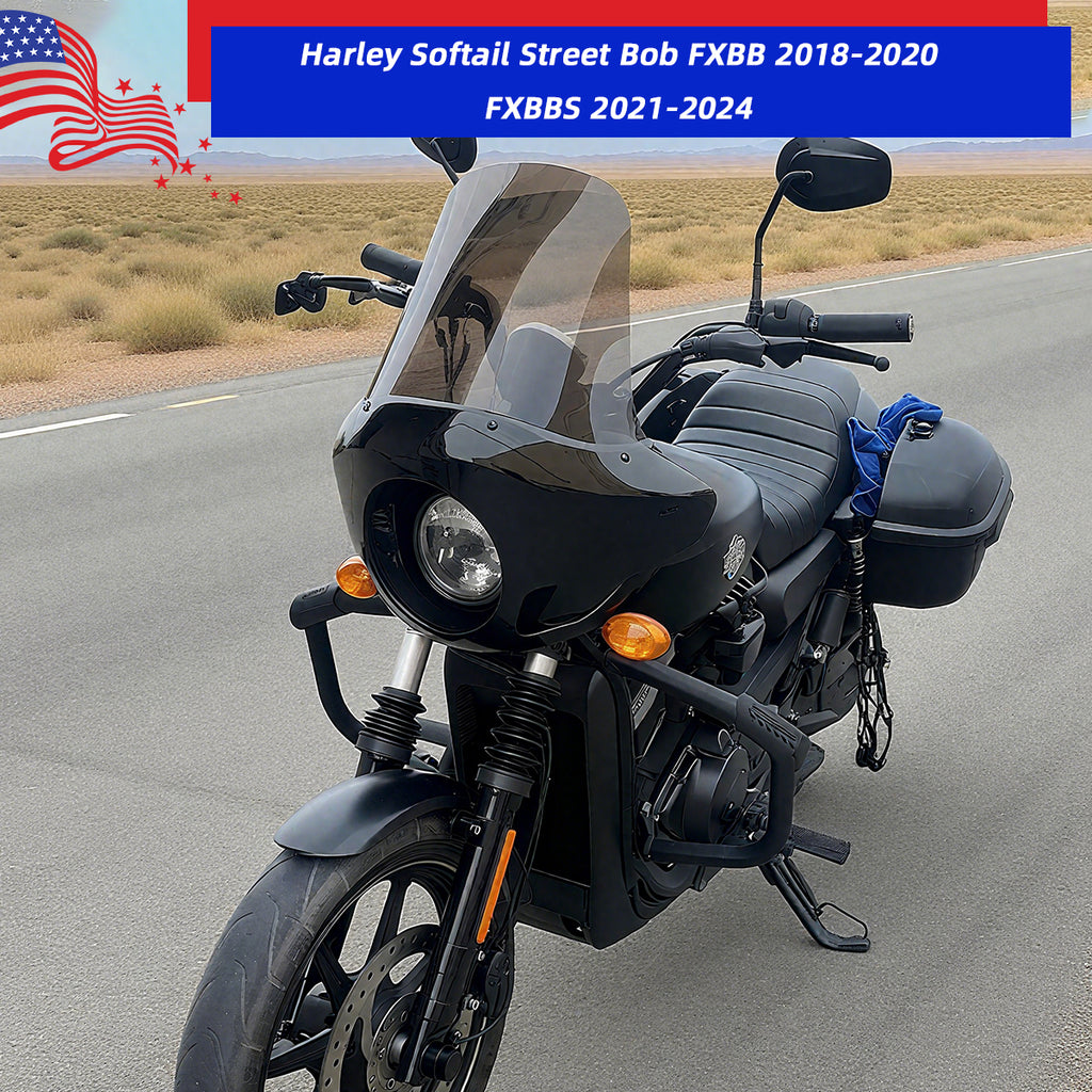 Motorcycle 5.75” Headlight Fairing Cover 17” Tall Touring Sport Windshield with 35-49MM Fork Clamps Universal for Harley Suzuki Honda Yamaha Kawasaki Chopper Bobber Cafe Racer