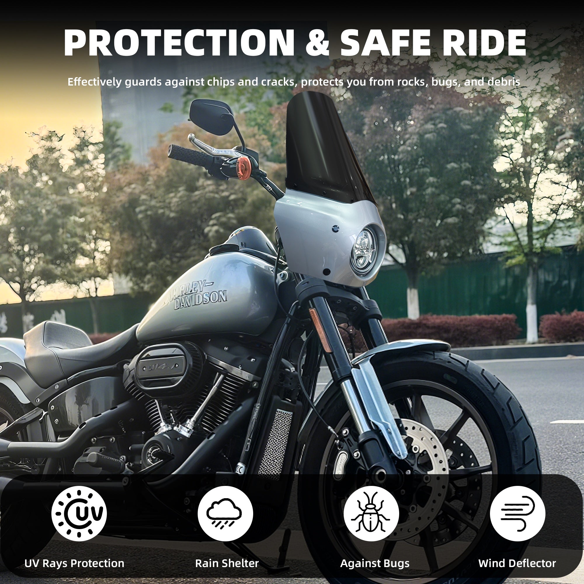 Barracuda Silver 15 inch Motorcycle Front Fairing For Road Warrior Fairing Only For Harley Softail Low Rider S FXLRS 2020-2024
