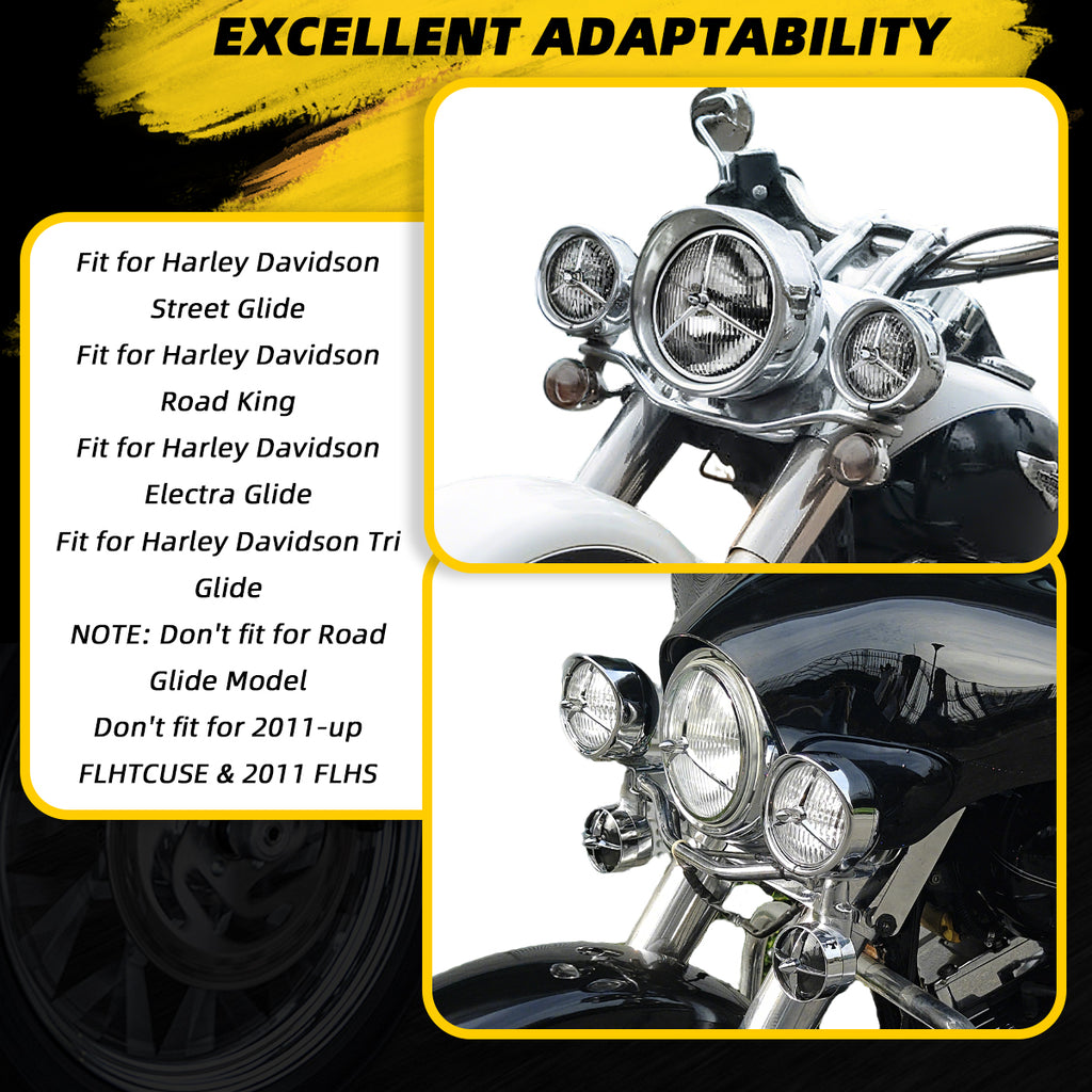 Harley 7" Headlight Lights 4.5" Passing Fog Lamp Visor Trim Ring Bezel Cover