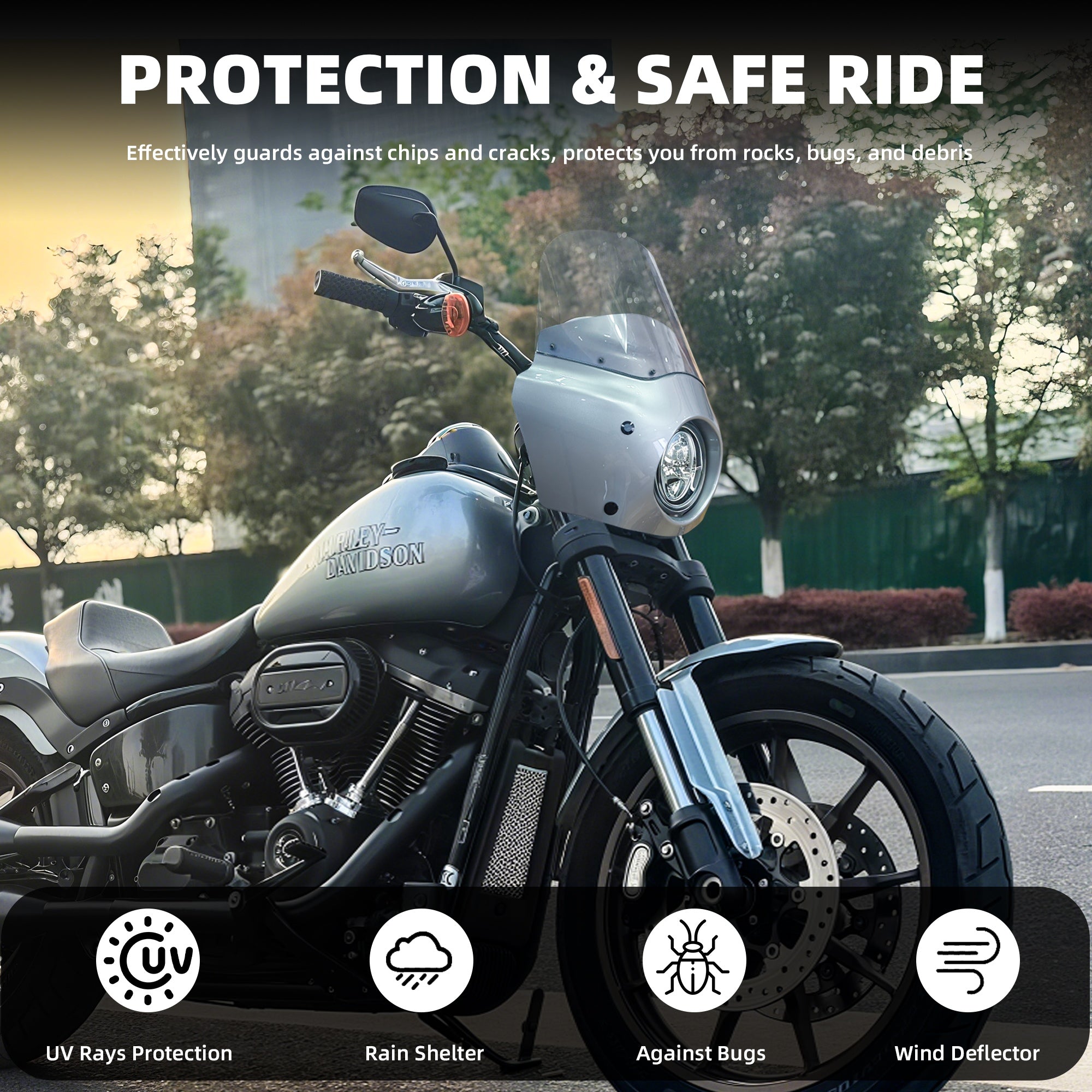 Barracuda Silver 11 inch Motorcycle Front Fairing For Road Warrior Fairing Only For Harley Softail Low Rider S FXLRS 2020-2024