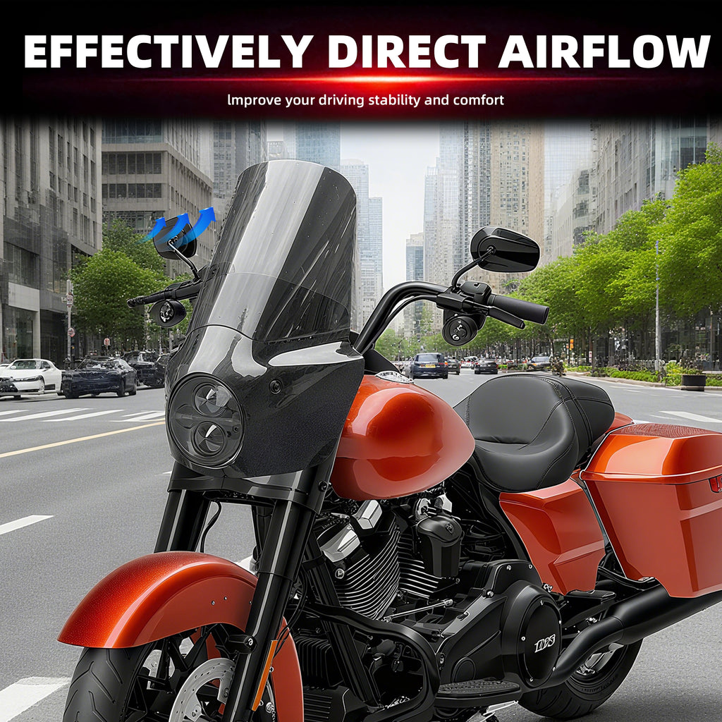 Motorcycle 7" Headlight Fairing with 15" Smoke Windshield Windscreen & Mounting Kits For Harley Touring Road King FLHR 1994-2023, Road King Special FLHRXS 2017-2025