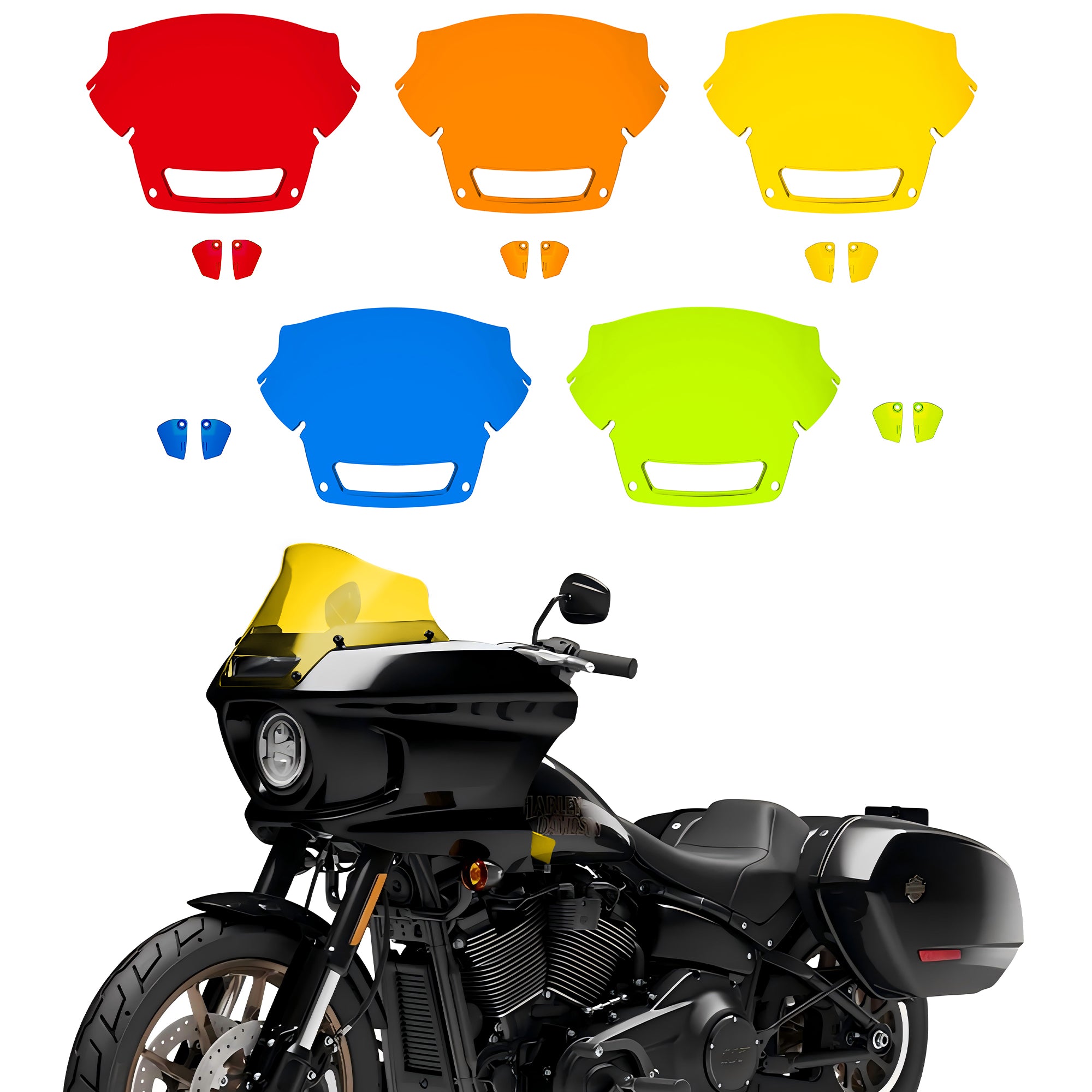 9" Windshield Windscreen with Fairing Side Wings Air Deflectors for Harley Softail 2022 2023 2024 Low Rider ST El Diablo FXRST FXLRST Main image