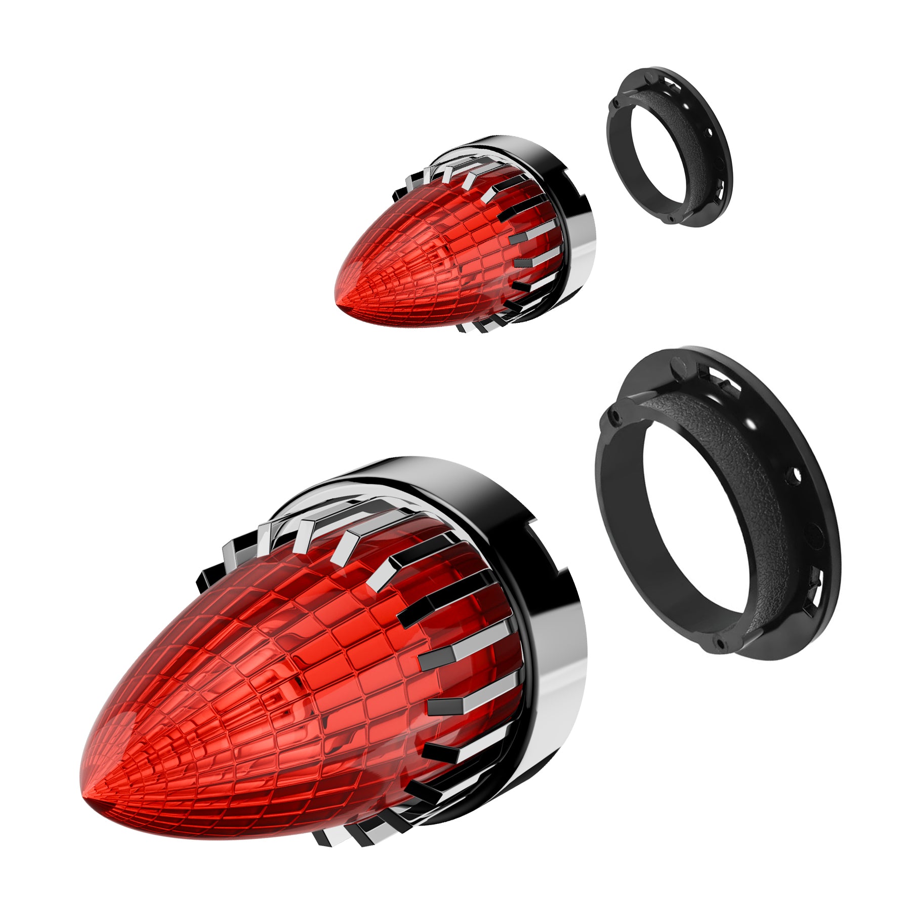 Harley Turn Signal Lens Covers - 3 1/4 Inch Red Turbo Style For Multiple Models