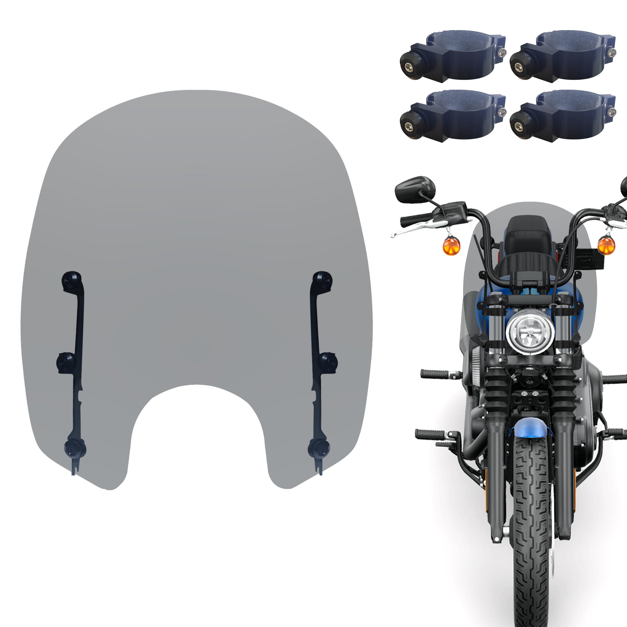 Motorcycle Windshield Motorcycle Windscreen Fit for Harley Softail Street Bob FXBB FXBBS Standard FXST Low Rider FXLR Rocker FXCW Dyna Super Glide FXD Secondary image