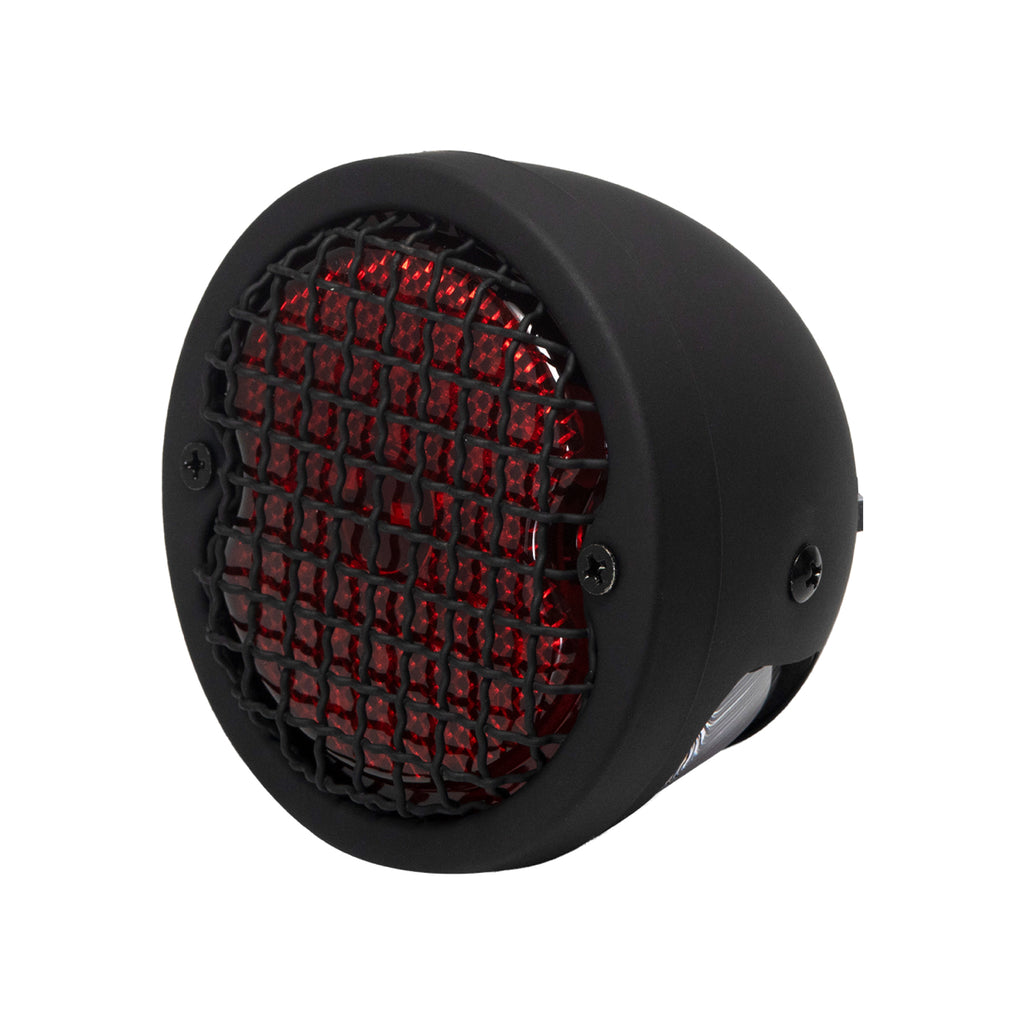 Round Motorcycle LED Tail Light with Mesh Grill Protector Guards