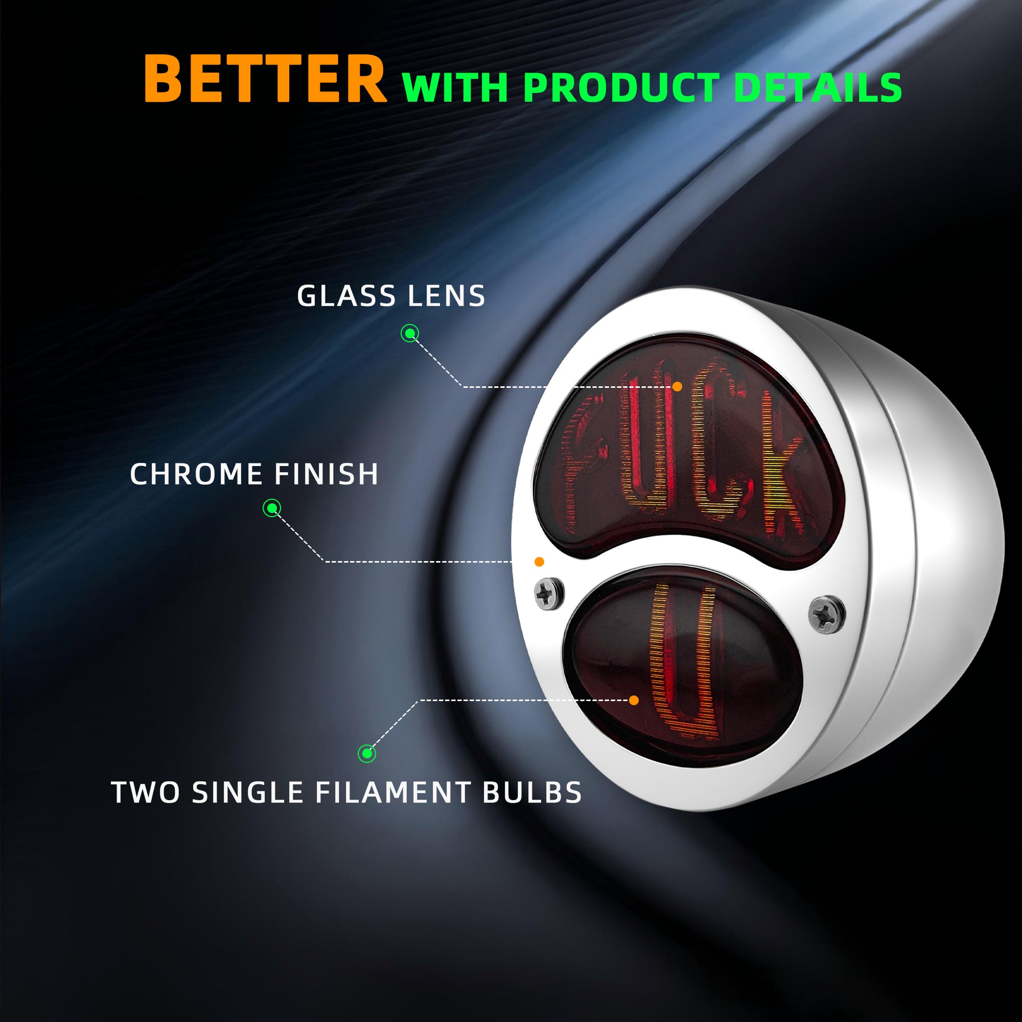 "FUCK U" Duo Lamp Model a Motorcycle Tail Light Secondary image