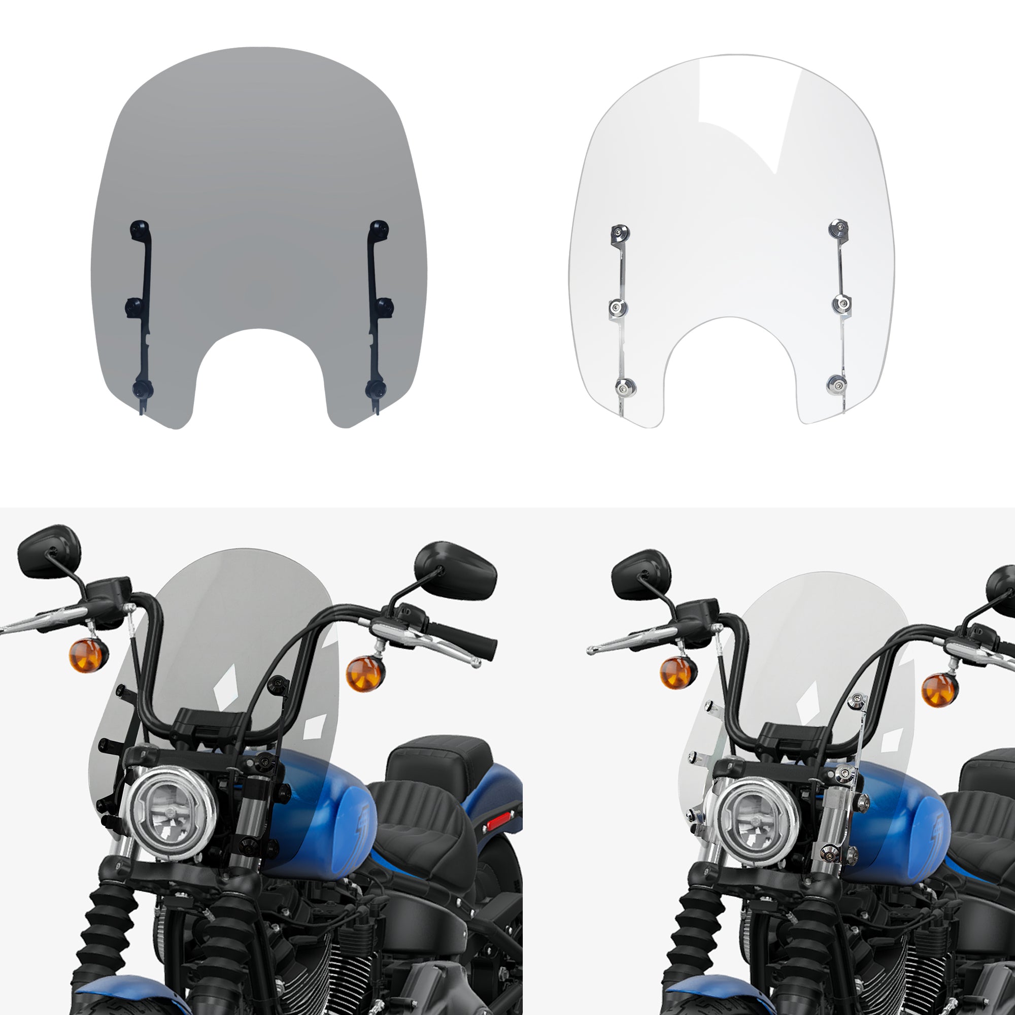 Motorcycle Windshield Motorcycle Windscreen Fit for Harley Softail Street Bob FXBB FXBBS Standard FXST Low Rider FXLR Rocker FXCW Dyna Super Glide FXD Main image