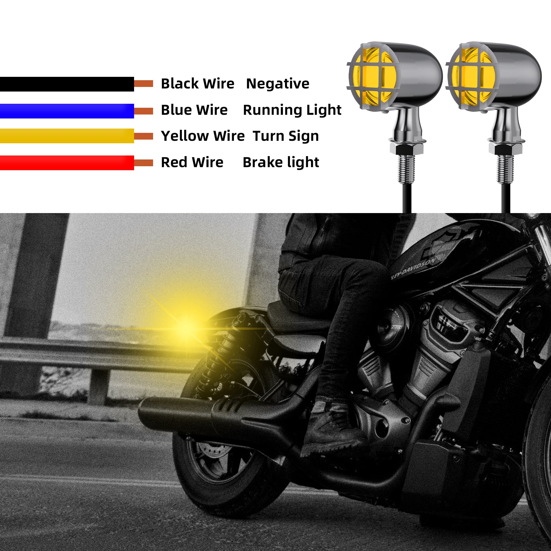 Motorcycle LED Grill Turn Signals Front Rear Indicator