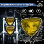 Motorcycle LED Headlight CustomTriangle Front Spotlight Vintage Head-Lamp