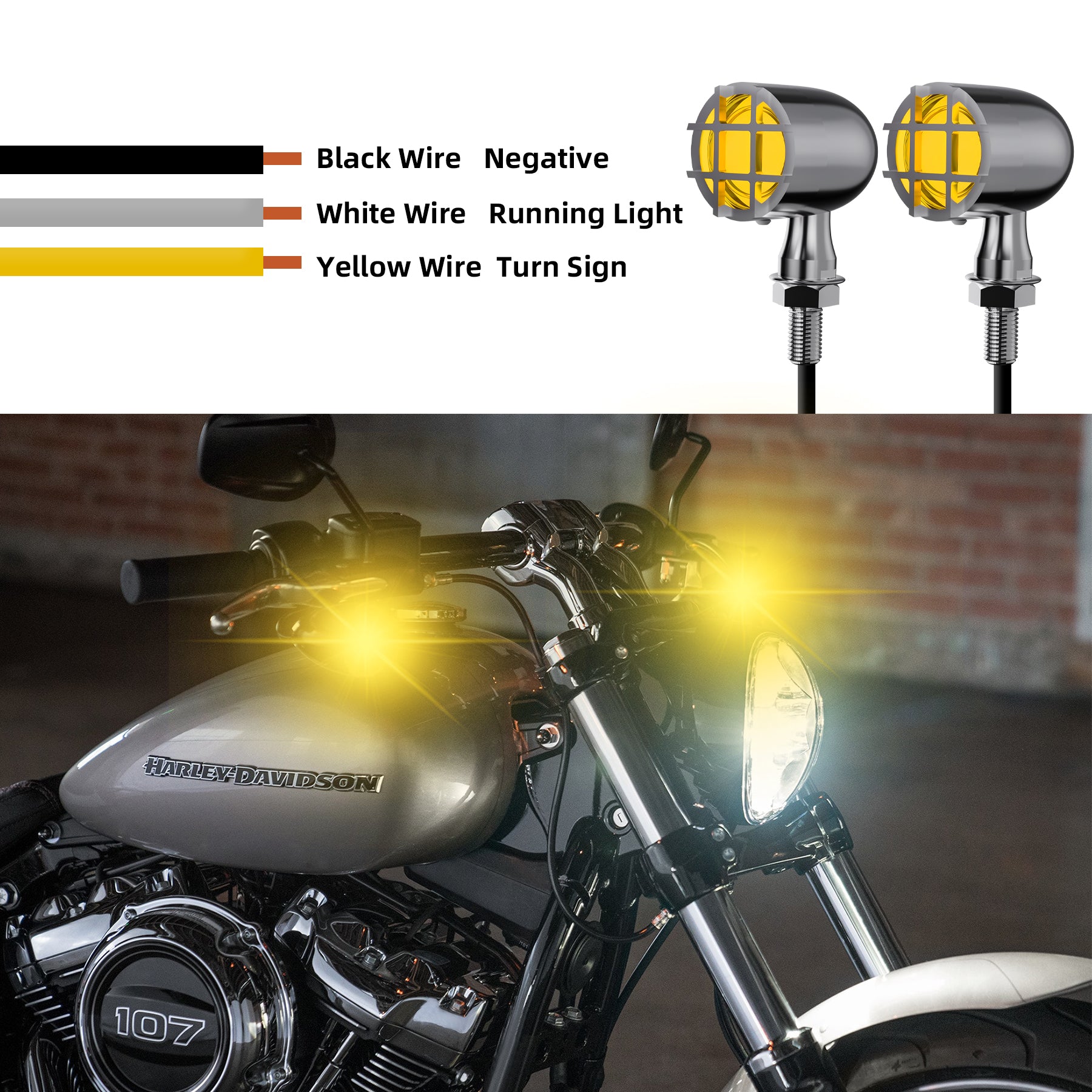 Motorcycle LED Grill Turn Signals Front Rear Indicator