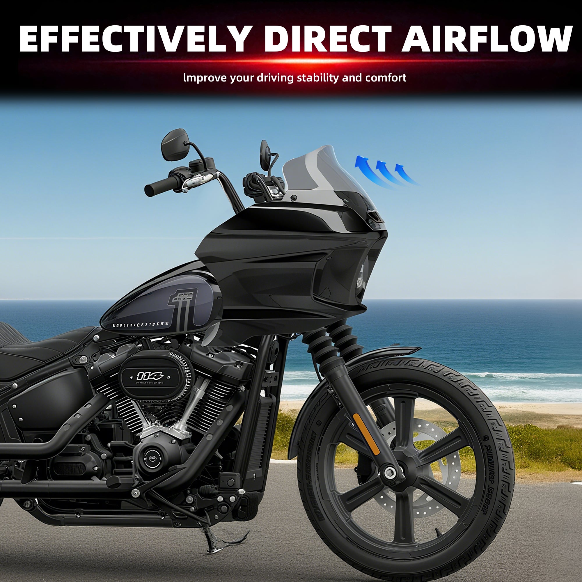 ST Style Front Fairing Windshield For Harley M8 Softail Street Bob