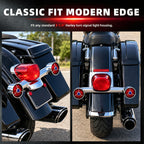 3 1/4" Blue Dot Turn Signal Light Lens Cover for Harley Touring Road Glide Road King Electra Glide Heritage Softail Fatboy Springer 2PCS Tail Light Caps Screw-in Chromed ABS Bezel
