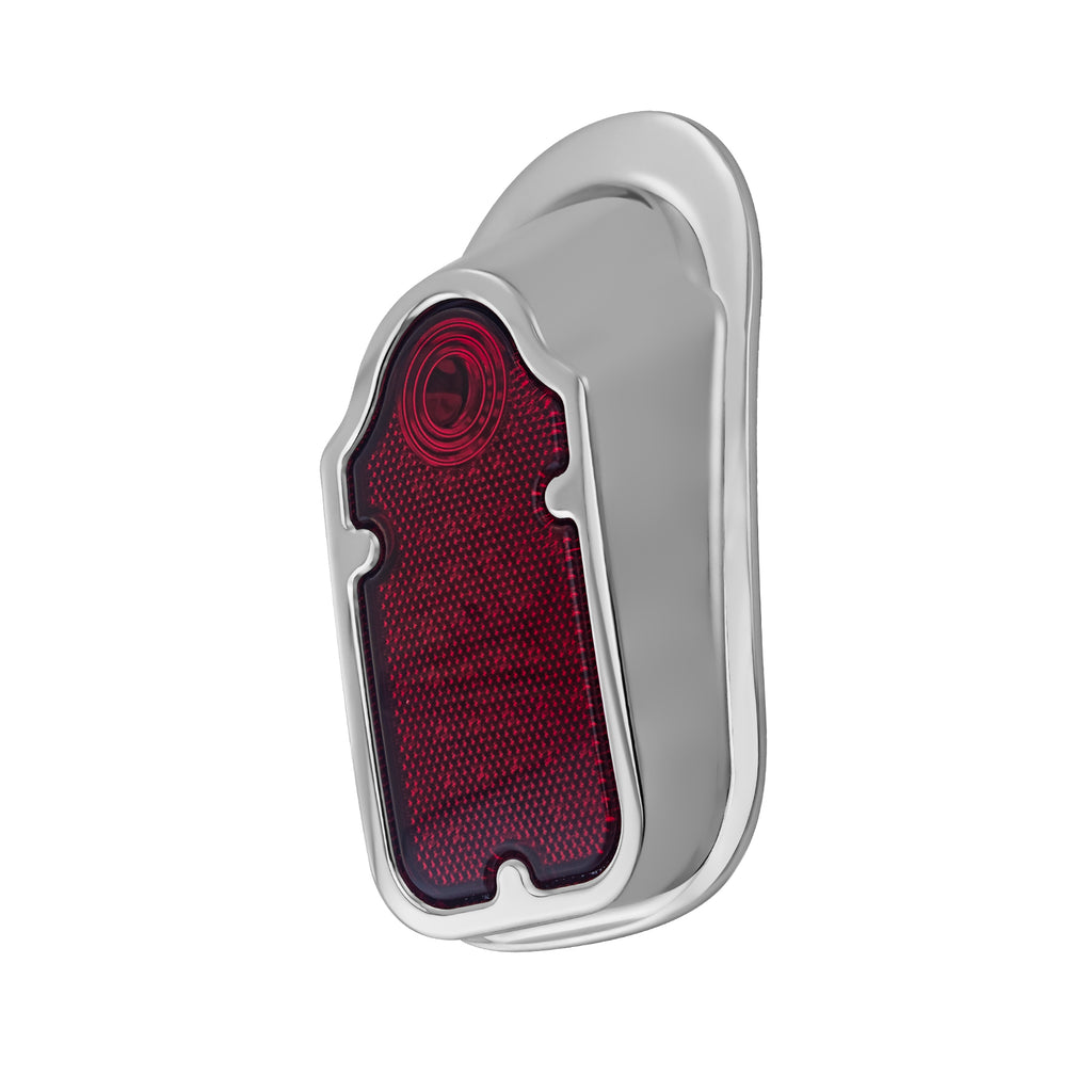 Motorcycles LED Brake Tail Light, Chrome Metal Tombstone Red Taillight with High-Low Brightness, Compatible with Harley Bike