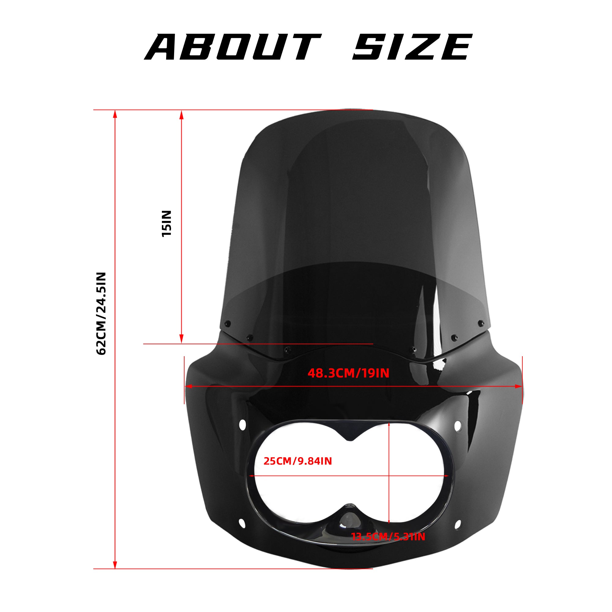 Motorcycle Fairing with 15" Smoke Windshield Windscreen & 48-58mm Mounting Kit Headlight Extension Block For Harley Dyna Fat Bob FXDF 2008 2009 2010 2011 2012 2013 2014 2015 2016 2017 Secondary image