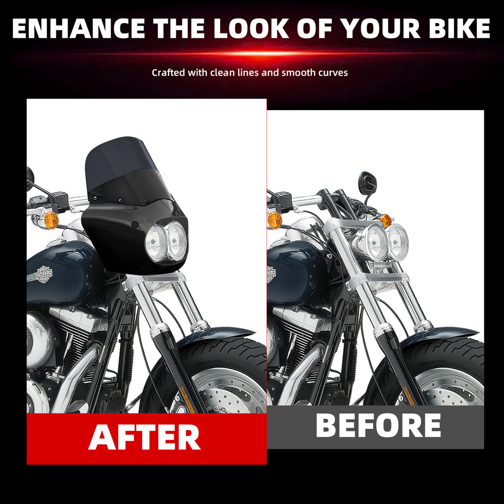 Motorcycle Fairing with 11" Smoke Motorcycle Windshield for Harley Dyna Fat Bob FXDF 2008-2017