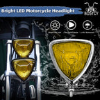 Motorcycle LED Headlight CustomTriangle Front Spotlight Vintage Head-Lamp