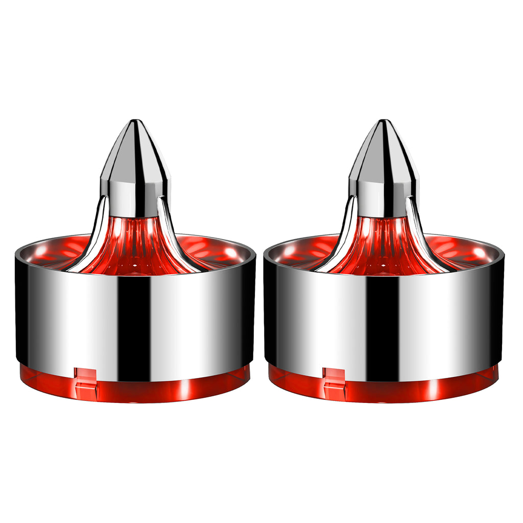 2" Turn Signal Light Turbine Replacement Red Lenses Covers for Softail Street Road Glide Fat boy Sportster Dyna Deluxe Bikes Snap On repl. OEM# 68973-00 Chrome Bezel