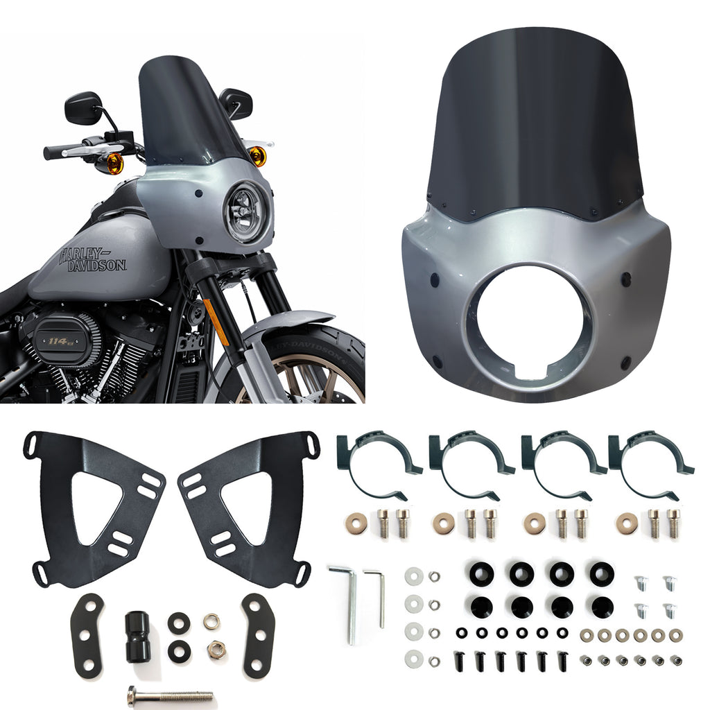 Barracuda Silver 11/15 inch Motorcycle Front Fairing For Road Warrior Fairing Only For Harley Softail Low Rider S FXLRS 2020-2024