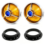 3 1/4" Blue Dot Turn Signal Light Lens Cover for Harley Touring Road Glide Road King Electra Glide Heritage Softail Fatboy Springer 2PCS Tail Light Caps Screw-in Chromed ABS Bezel