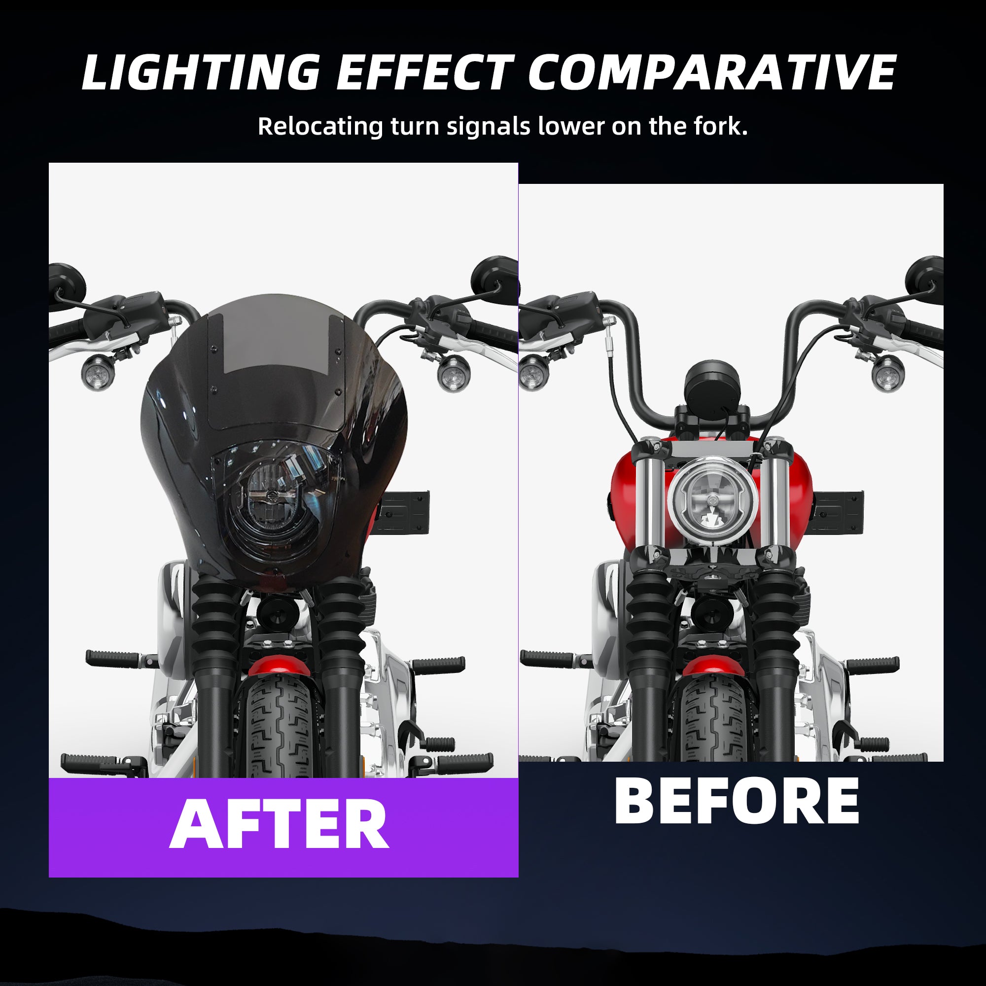 Headlight Quarter Fairing with Windshield & 49mm Quick Release Bracket Mount for Harley Softail Street Bob FXBB 2018-2020 FXBBS 2021-2024