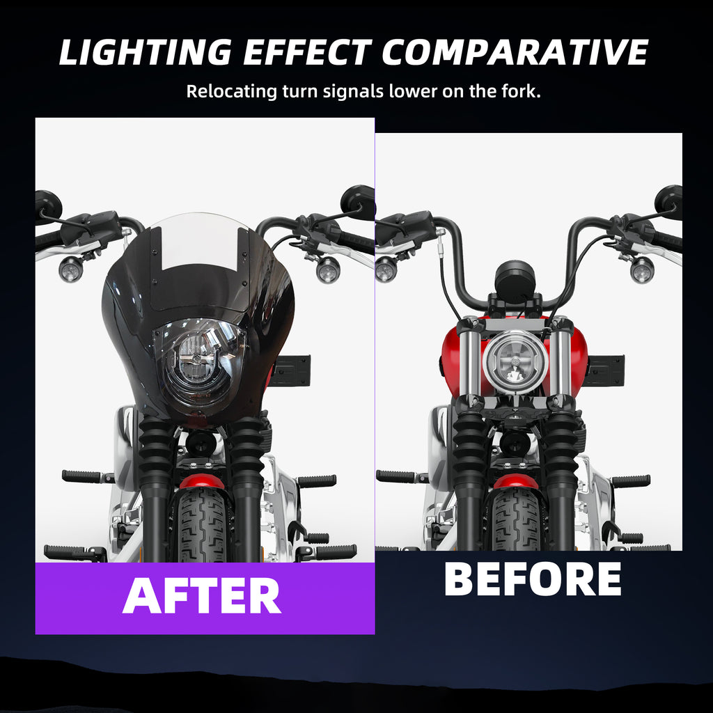 Headlight Quarter Fairing with Windshield & 49mm Quick Release Bracket Mount for Harley Softail Street Bob FXBB 2018-2020 FXBBS 2021-2024