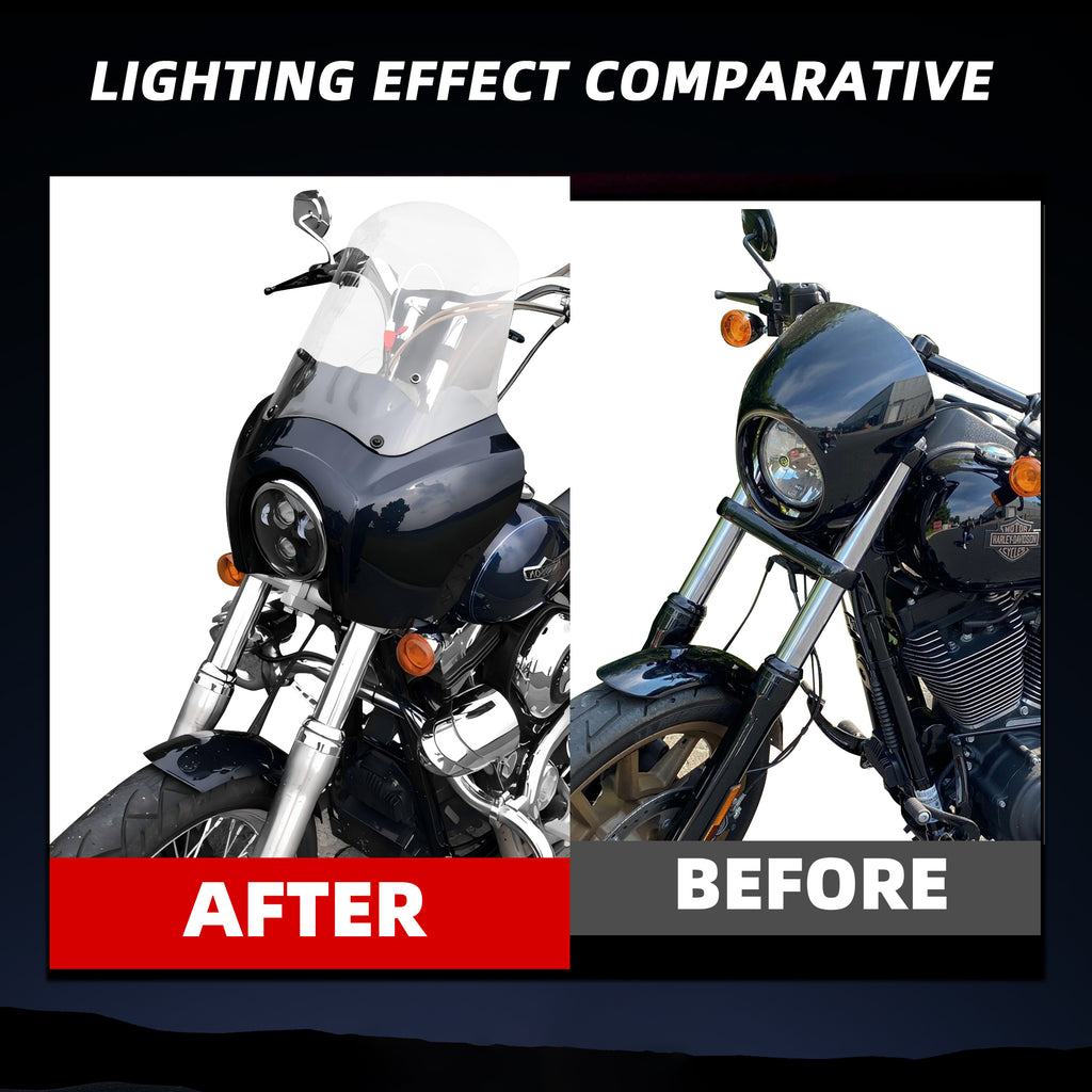 Motorcycle 5.75" Headlight Fairing with 15‘’ Smoke Windshield Windscreen & Mounting Kit Headlight Extension Block For Harley Low Rider S FXLRS 2020 2021 2022 2023