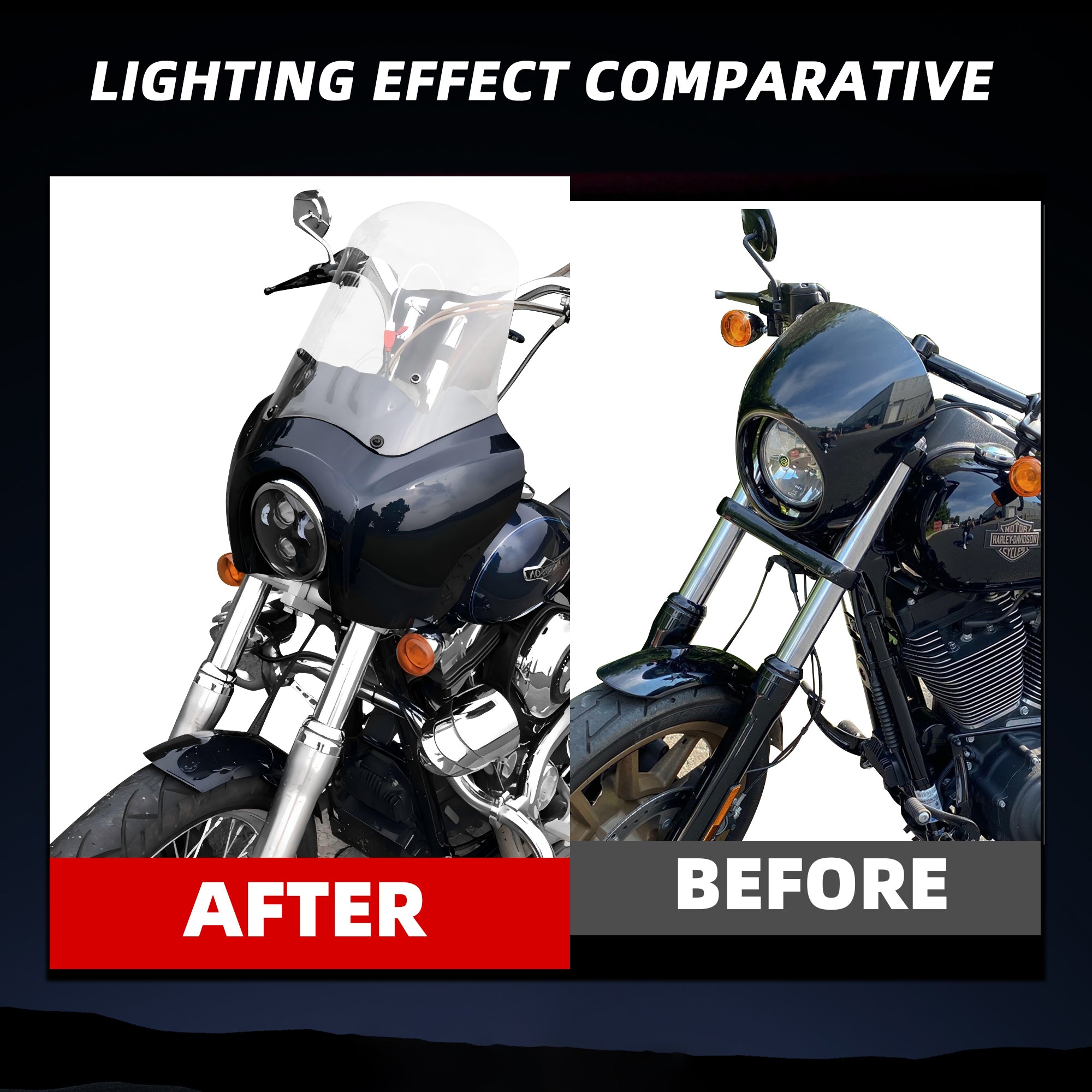 Motorcycle 5.75" Headlight Fairing with 15‘’ Smoke Windshield Windscreen & Mounting Kit Headlight Extension Block For Harley Low Rider S FXLRS 2020 2021 2022 2023