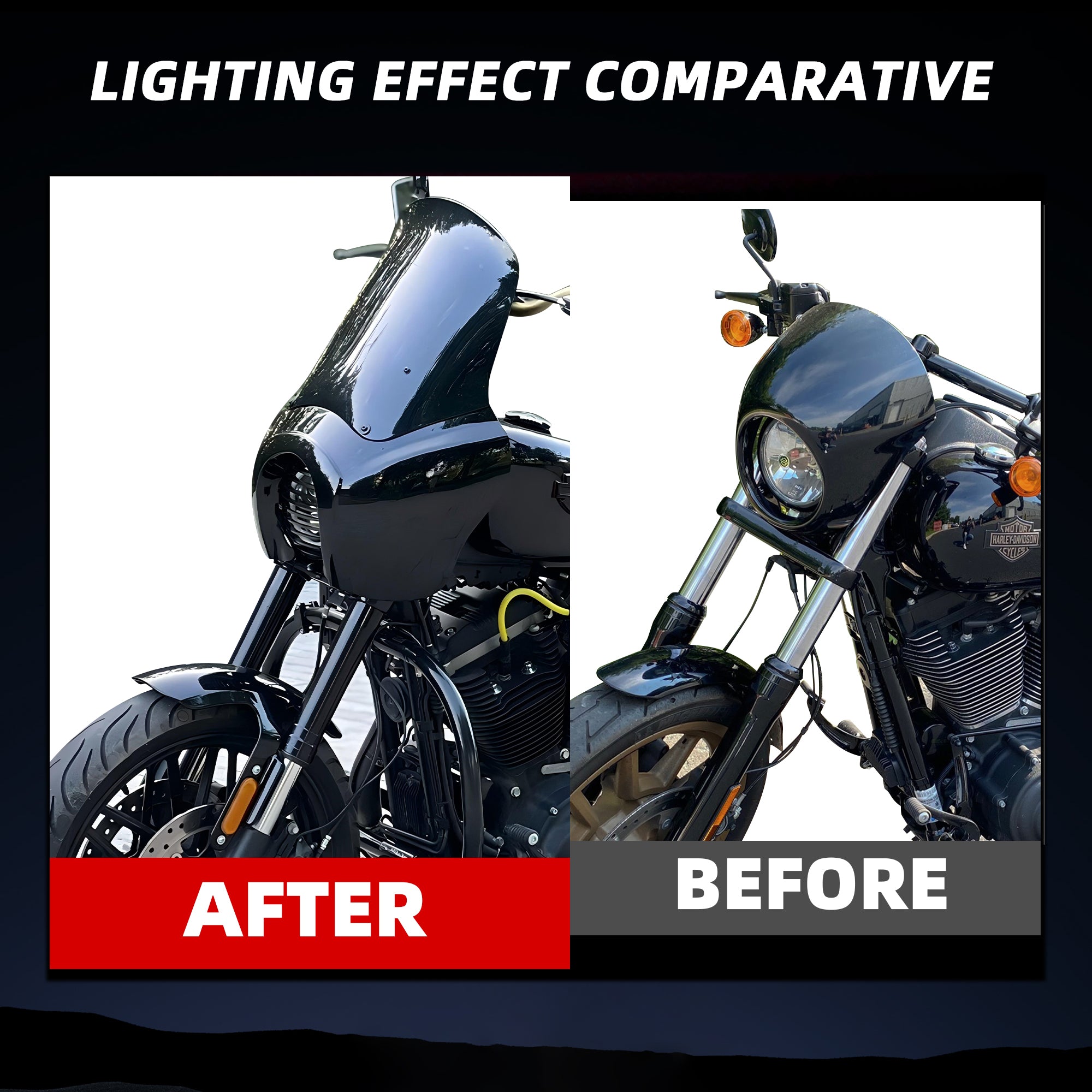 Motorcycle 5.75" Headlight Fairing with 15‘’ Smoke Windshield Windscreen & Mounting Kit Headlight Extension Block For Harley Low Rider S FXLRS 2020 2021 2022 2023