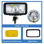 Motorcycle LED Square Headlight With Visor Bottom Mount - Chrome Headlamp Universal Fit Harley Chopper Suzuki Kawasaki