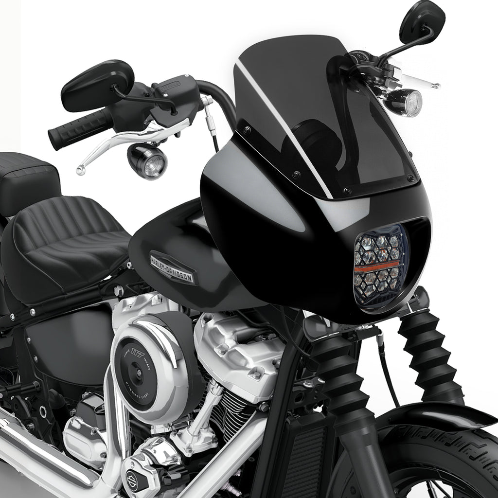13" Windshield Front Quarter Fairing With 5.75" LED Headlight A Set For Harley Dyna Super Glide  FXDC Low Rider Street Bob FXDB