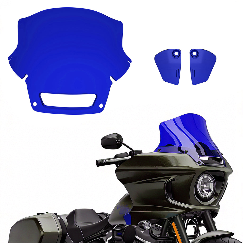 9" Windshield Windscreen with Fairing Side Wings Air Deflectors for Harley Softail 2022 2023 2024 Low Rider ST El Diablo FXRST FXLRST