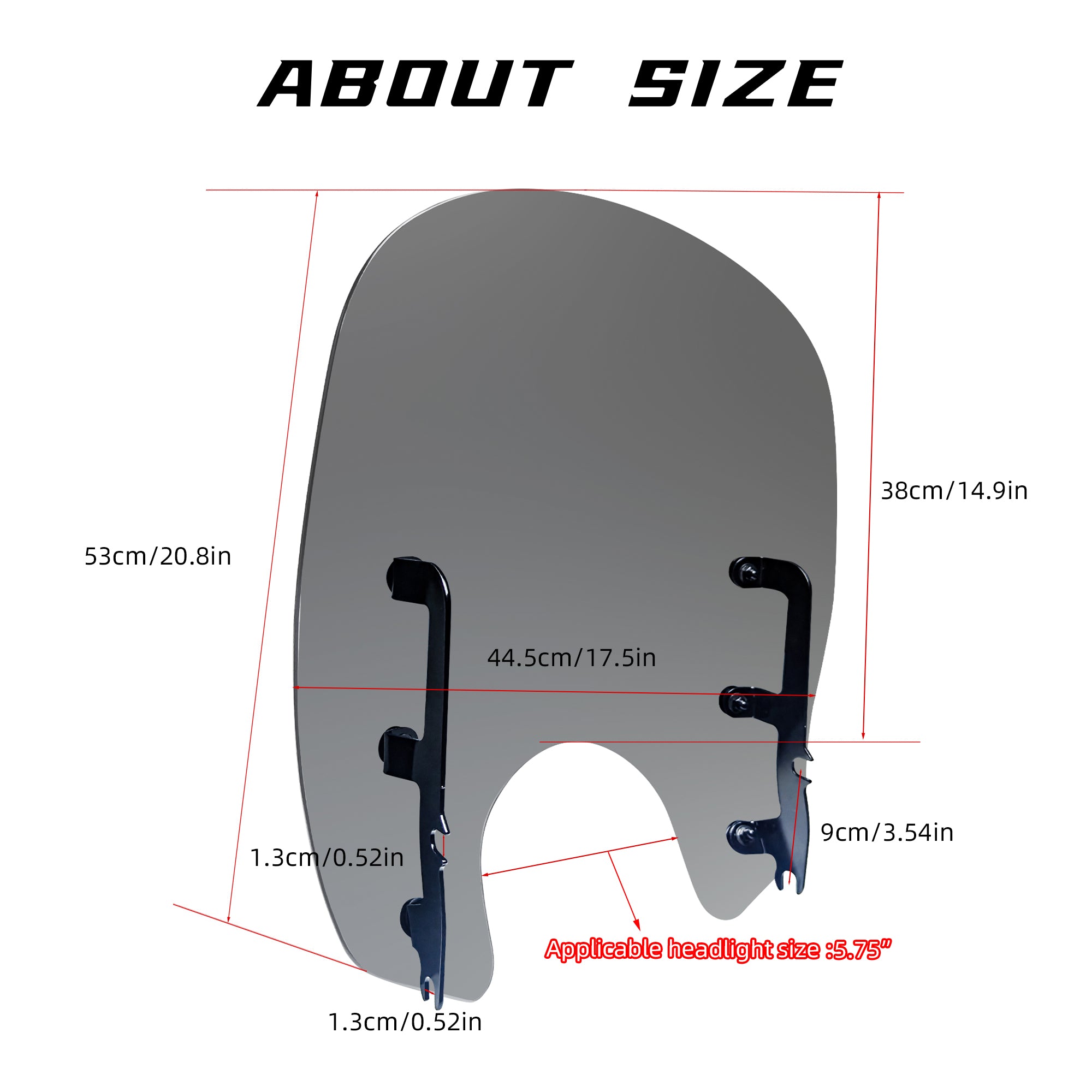 15" Motorcycle Windshield with 4 Quick-Release Fork Clamps, Smoke Windscreen Deflector for Harley Softail Street Bob FXBB FXBBS Standard FXST Low Rider FXLR, Dyna FXD FXDB FXDL FXDC FXCW