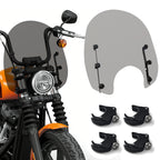 15" Motorcycle Windshield with 4 Quick-Release Fork Clamps, Smoke Windscreen Deflector for Harley Softail Street Bob FXBB FXBBS Standard FXST Low Rider FXLR, Dyna FXD FXDB FXDL FXDC FXCW