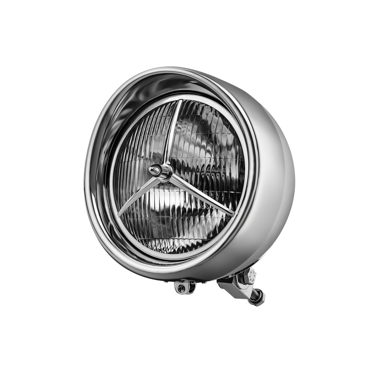 Tri Bar Bullet Style Chrome Headligh With Visor