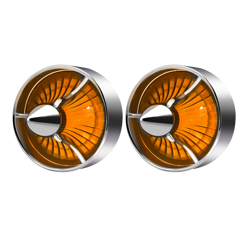 2" Turn Signal Light Turbine Replacement Red Lenses Covers for Softail Street Road Glide Fat boy Sportster Dyna Deluxe Bikes Snap On repl. OEM# 68973-00 Chrome Bezel