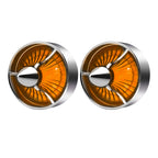 2" Turn Signal Light Turbine Replacement Red Lenses Covers for Softail Street Road Glide Fat boy Sportster Dyna Deluxe Bikes Snap On repl. OEM# 68973-00 Chrome Bezel