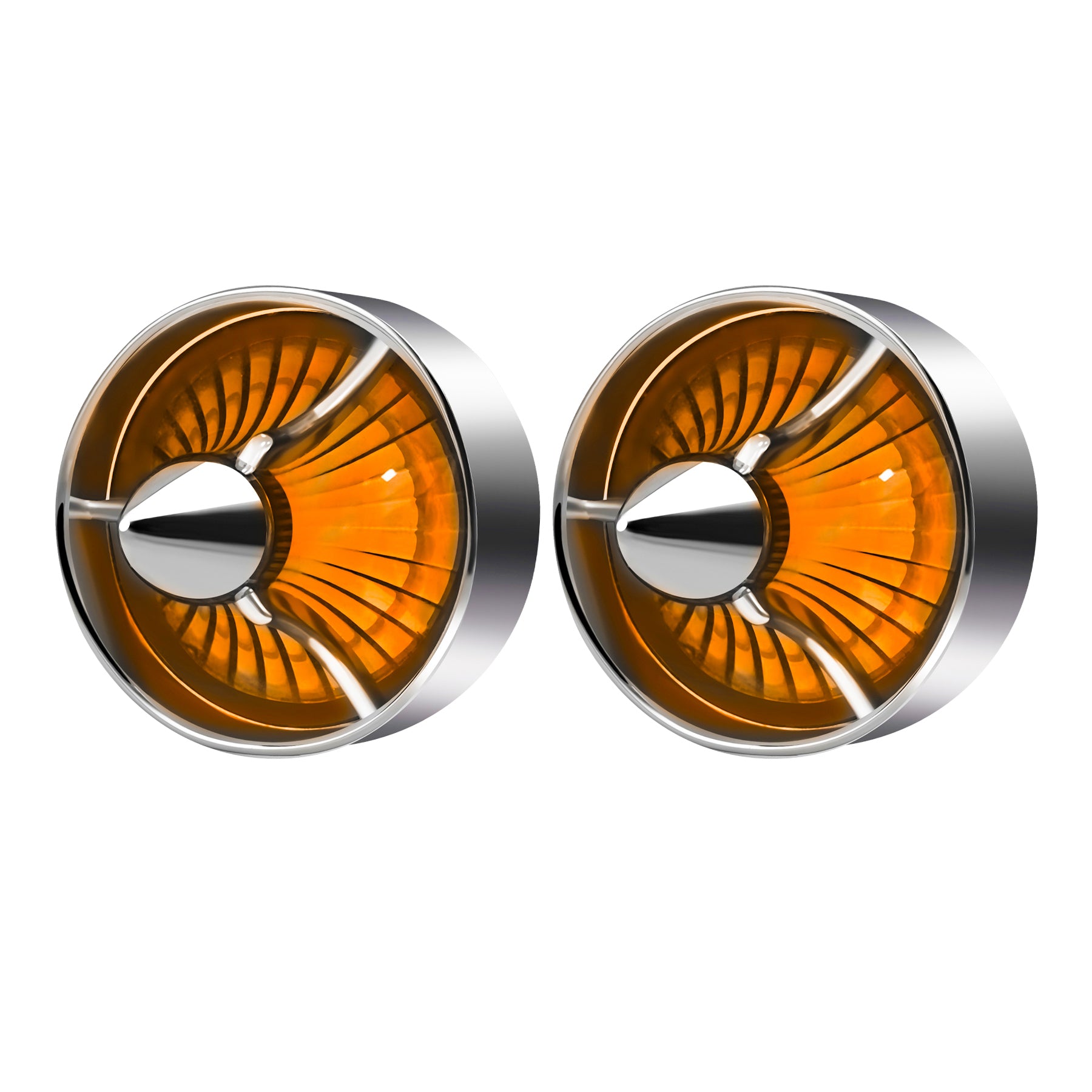 2" Turn Signal Light Turbine Replacement Red Lenses Covers for Softail Street Road Glide Fat boy Sportster Dyna Deluxe Bikes Snap On repl. OEM# 68973-00 Chrome Bezel