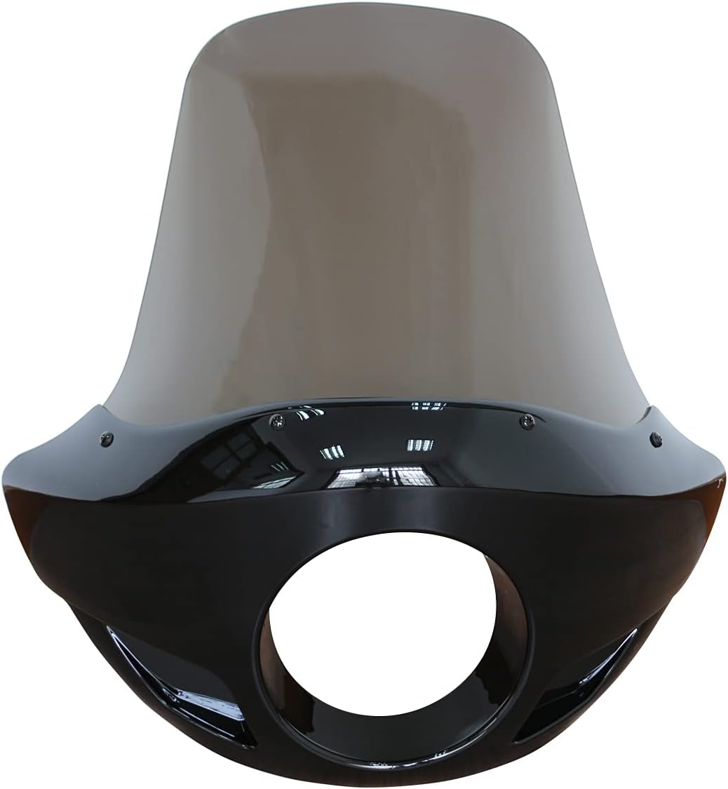 Motorcycle 5.75” Headlight Fairing Cover 17” Tall Touring Sport Windshield with 35-49MM Fork Clamps Universal for Harley Suzuki Honda Yamaha Kawasaki Chopper Bobber Cafe Racer